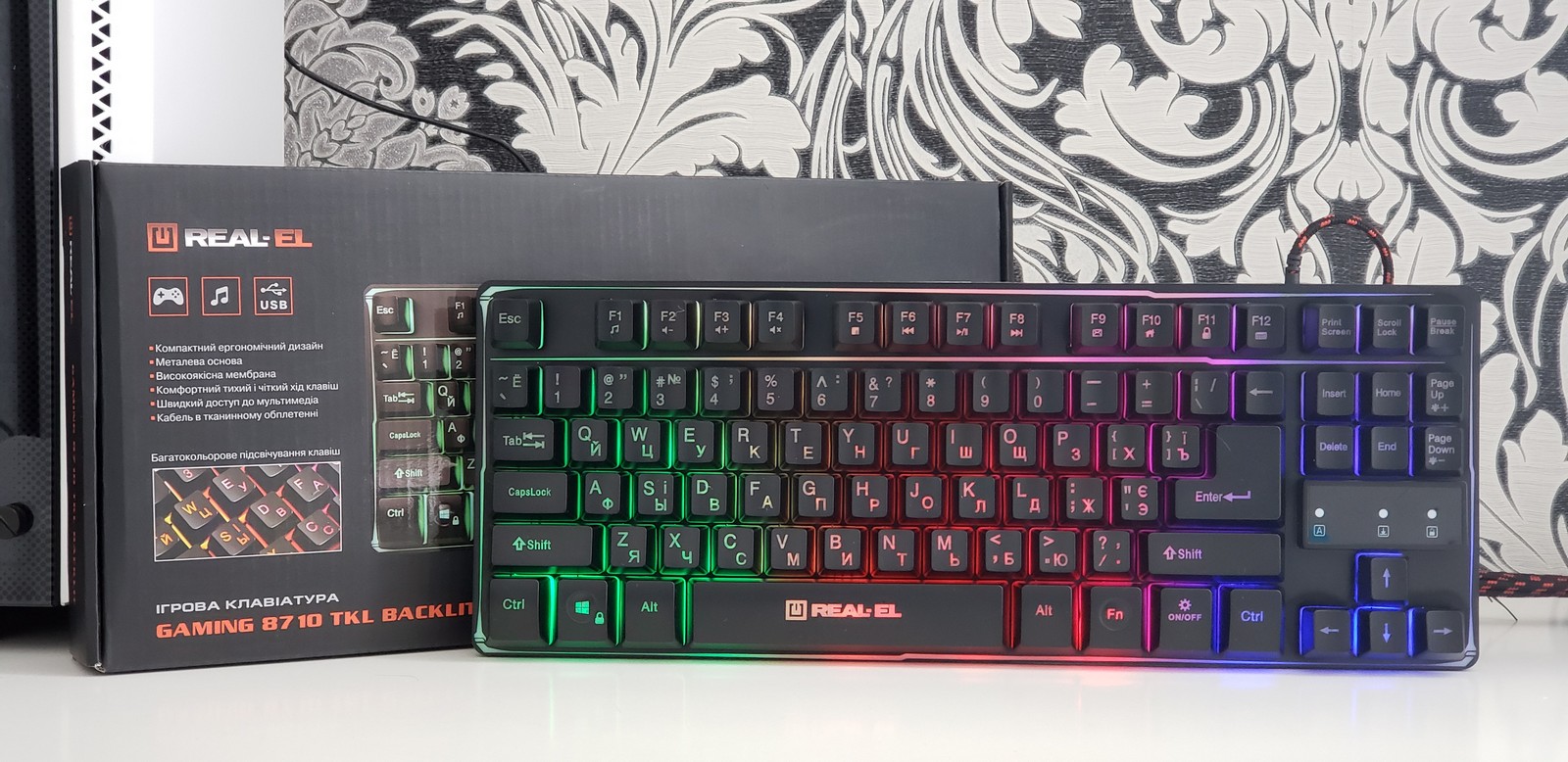 Фото загального вигляду клавіатури REAL-EL Gaming 8710 TKL Backlit